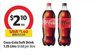 Coles Coca-cola soft drink 1.25 litre offer