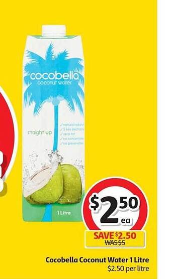 Coles Cocobella coconut water 1 litre offer