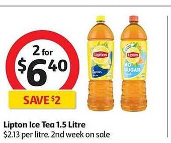 Coles Lipton ice tea 1.5 litre offer