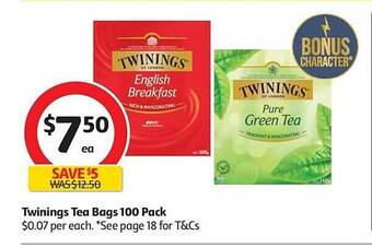 Coles Twinings tea bags 100 pack offer