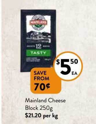 Foodworks Mainland cheese block offer