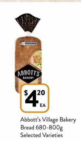 Foodworks Abbott's village bakery bread offer