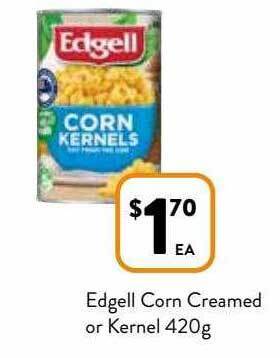 Foodworks Edgell corn creamed or kernel offer