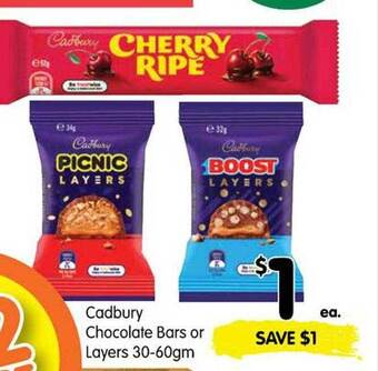 Spar Cadbury chocolate bars or layers offer