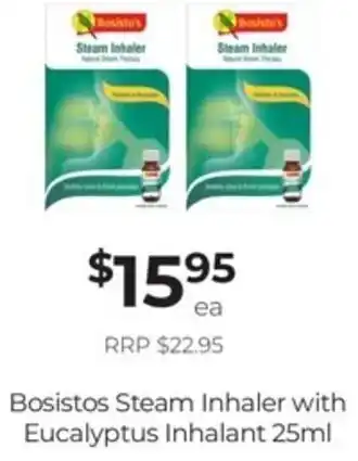 Super Pharmacy Bosistos Steam Inhaler With Eucalyptus Inhalant 25ml offer