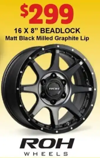 Jax Tyres Roh Wheels 16 x 8" Beadlock Matt Black Milled Graphite Lip offer
