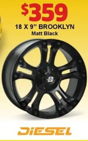 Jax Tyres Diesel 18 x 9" Brooklyn Matt Black offer