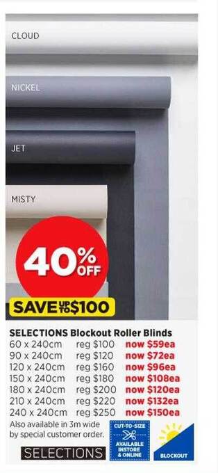 Spotlight Selections blockout roller blinds offer