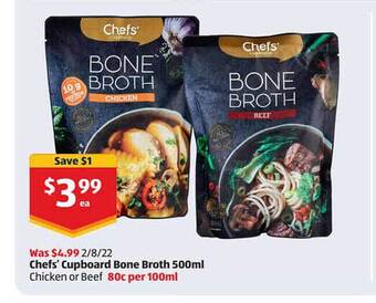 ALDI Chefs' cupboard bone broth offer