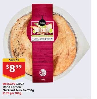 ALDI World kitchen chicken & leek pie offer