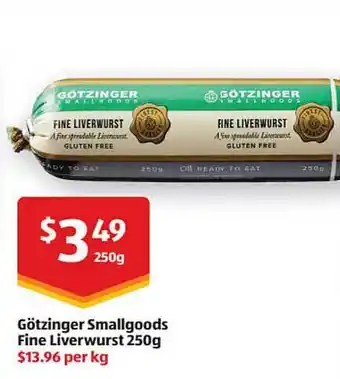 ALDI Götzinger smallgoods fine liverwurst offer