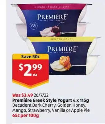 ALDI Premiére greek style yogurt offer