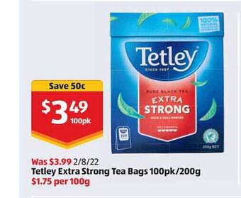 ALDI Tetley extra strong tea bags offer