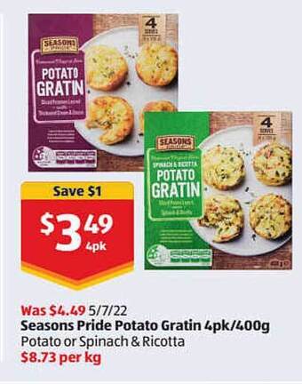 ALDI Seasons pride potato gratin offer