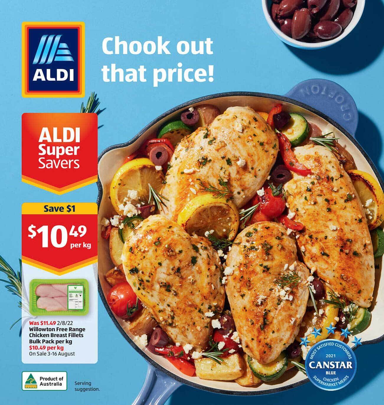 Willowton free range chicken breast fillets bulk pack offer at ALDI