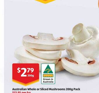 ALDI Australian whole or sliced mushrooms offer