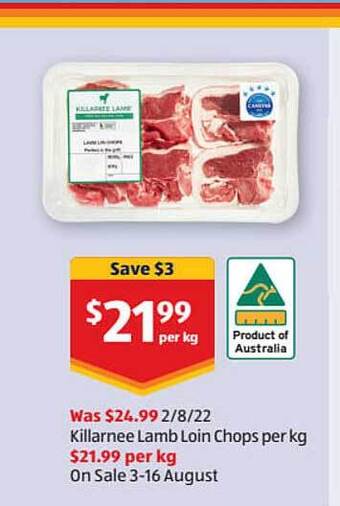 ALDI Killarnee lamb loin chops offer