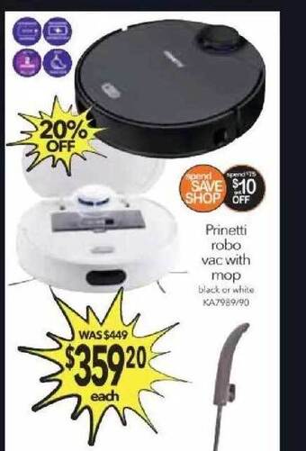 Cheap as Chips Prinetti robo vac with mop offer
