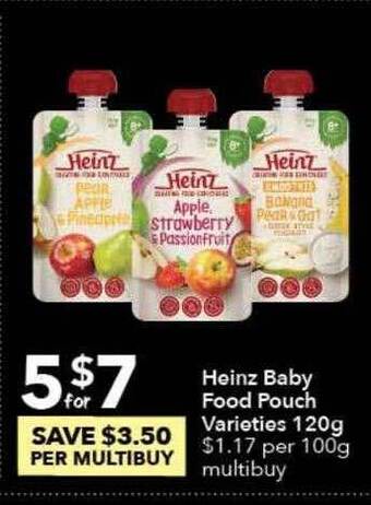 Ritchies Heinz baby food pouch varieties offer