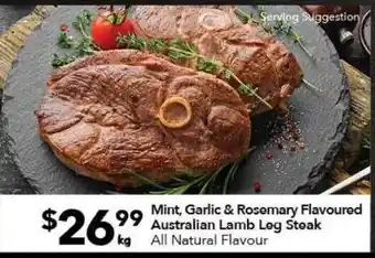 Ritchies Mint, garlic & rosemary flavoured australian lamb leg steak offer