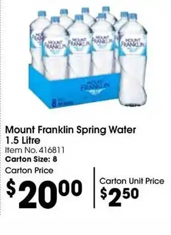 Campbells Wholesale Mount frankling spring water offer