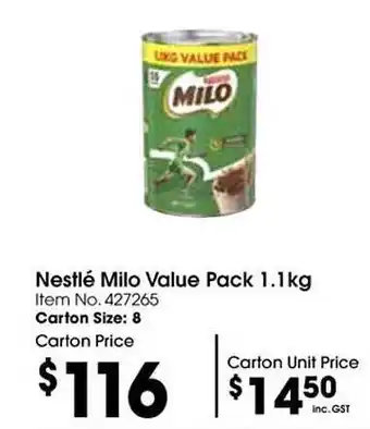 Campbells Wholesale Nestlé milo value pack offer