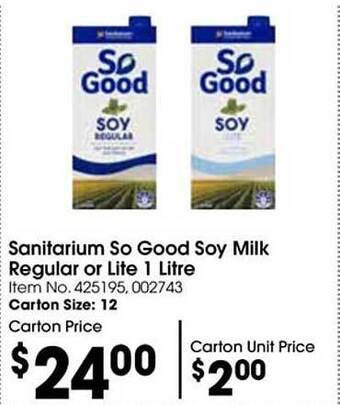 Sanitarium so good soy milk regular or lite