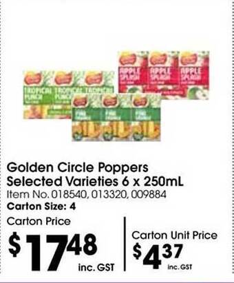 Campbells Wholesale Golden circle poppers offer