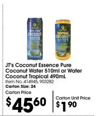 Campbells Wholesale Jt's coconut essence pure coconut water or water coconut tropical offer
