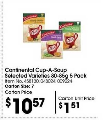 Campbells Wholesale Continental cup-a-soup offer