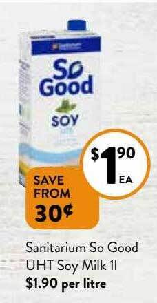 Foodworks Sanitarium so good uht soy milk offer