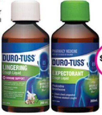 Priceline Duro-Tuss Lingering Cough + Immune Support Or Expectorant Cough Liquid 200ml offer