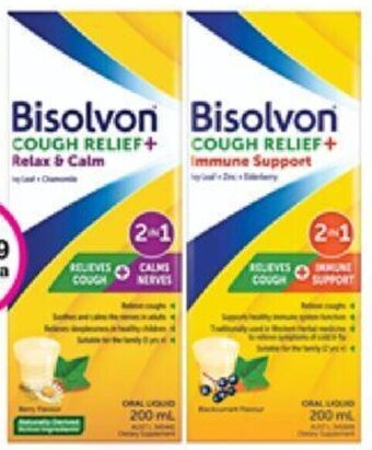 Priceline Bisolvon Cough Relief+ Relax & Calm Or Immune Support 200ml offer