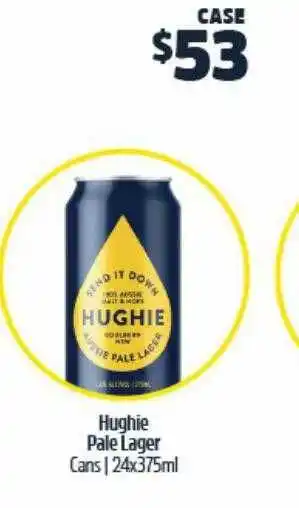 BWS Hughie pale lager cans | 24x375ml offer