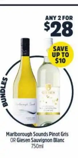 Marlborough sounds pinot gris or giesen sauvignon blanc 750ml