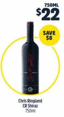 BWS Chris ringland cr shiraz 750ml offer