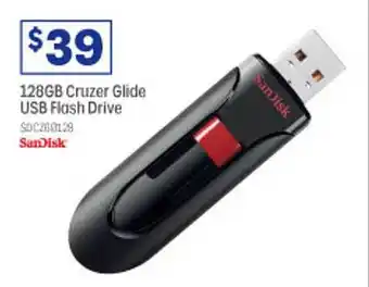 Officeworks Sandisk 128 gb cruzer glide usb flash drive offer