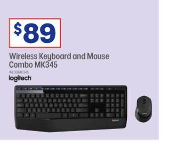 Officeworks Logitech wireless keyboard and mouse combo mk345 offer