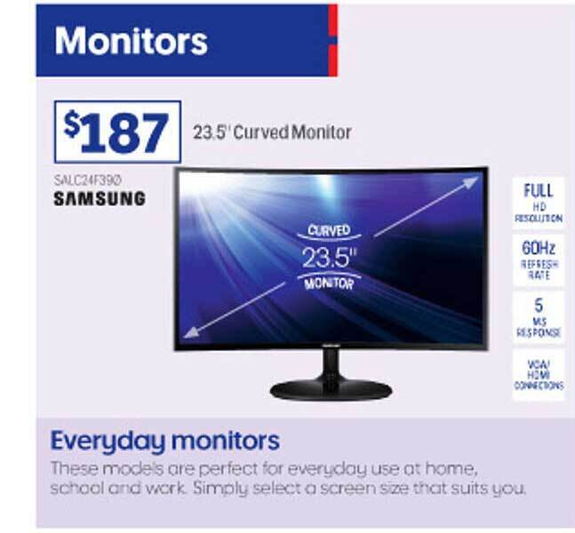 Samsung 23.5' curved monitor offer at 