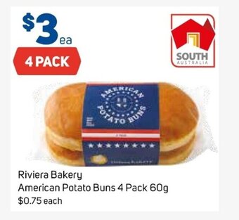 Foodland Riviera Bakery American Potato Buns 4 Pack 60g offer