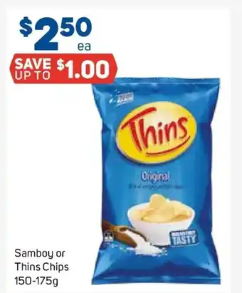 Foodland Samboy or Thins Chips 150-175g offer