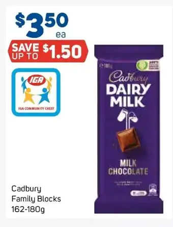 Foodland Cadbury Family Blocks 162-180g offer