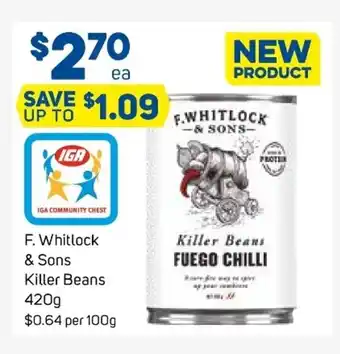 Foodland F.Whitelock & Sons Killer Beans 420g offer
