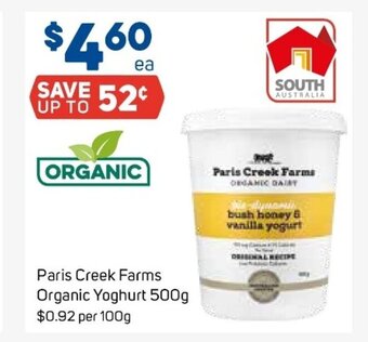 Foodland Paris Creek Farms Organic Yoghurt 500g offer
