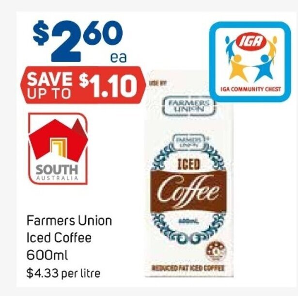 Farmers Union Iced Coffee 600ml offer at Foodland