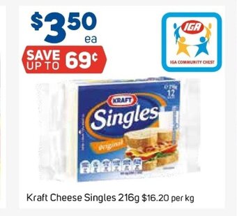 Foodland Kraft Cheese Singles 216g offer