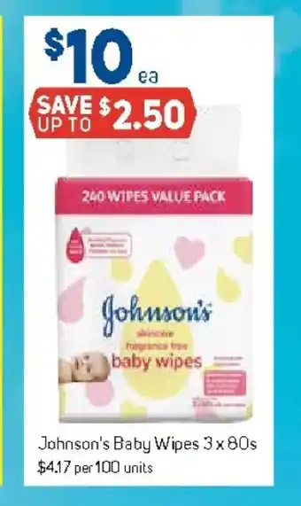 Foodland Johnson's baby Wipes 3 x 80s offer