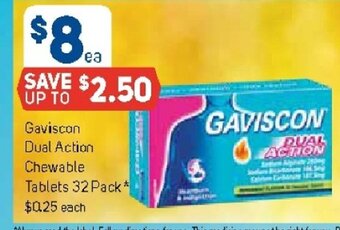 Foodland Gaviscon Dual Action Chewable Tablets 32 Pack offer