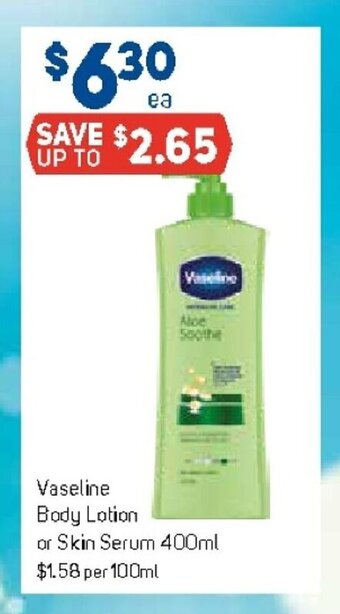 Foodland Vaseline Body Lotion or Skin Serum 400ml offer