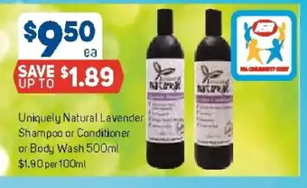 Foodland Uniquely Natural Lavender Shampoo or Conditioner or Body Wash 500ml offer